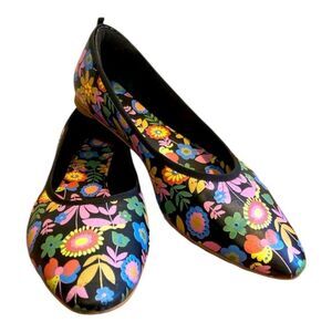boden Genuine Leather (Upper & Lining)Floral Ballet Flats Size 37 6.5 Us